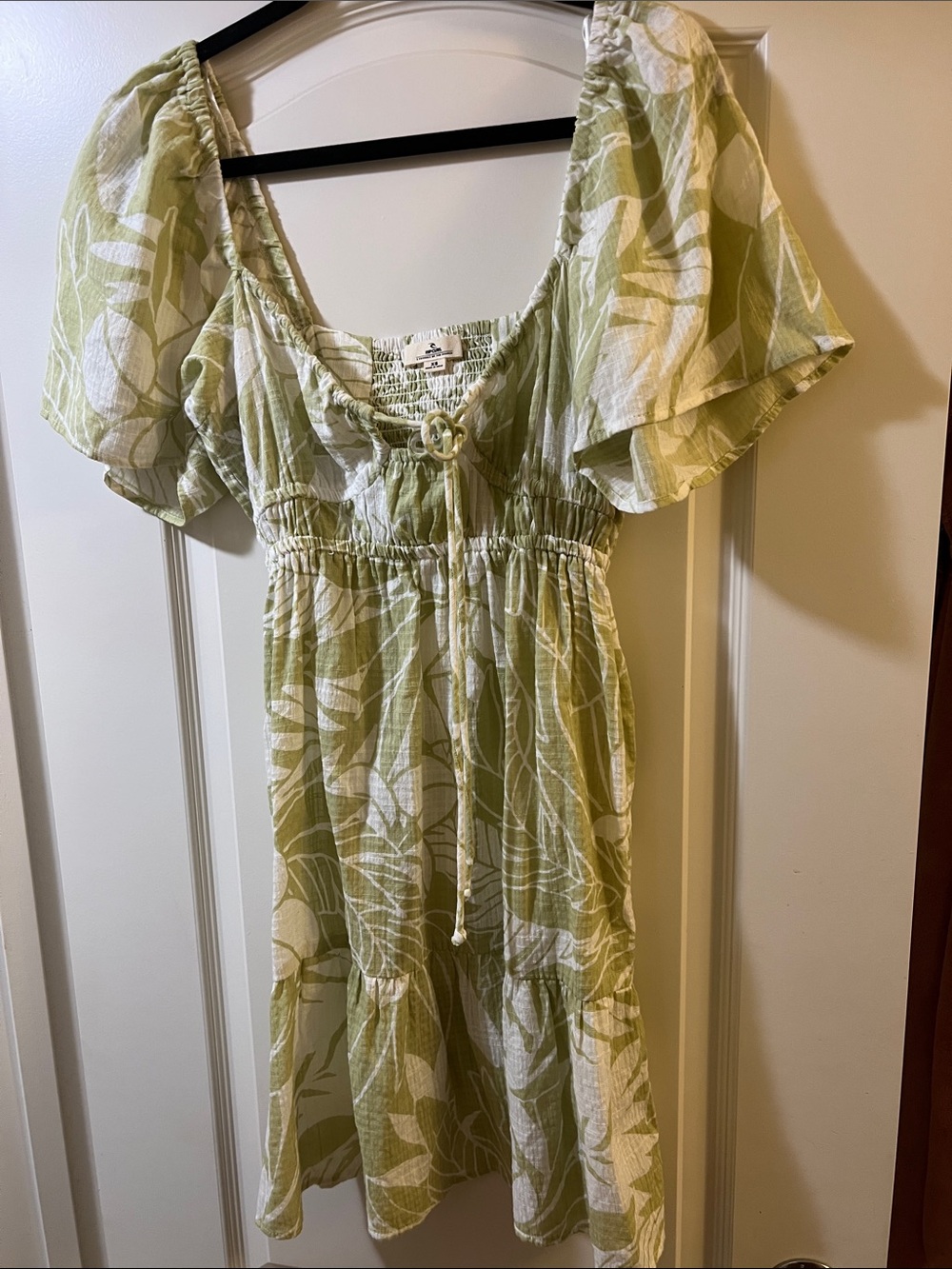 Rip Curl Light Green and White Floral Mini Dress